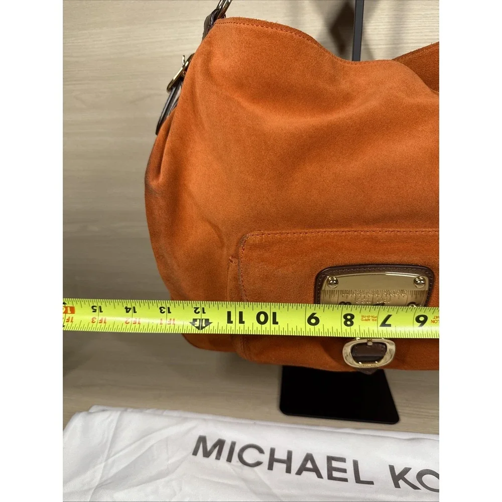 Michael Kors Brown Suede Large Suede Hobo Slouchy Bag Purse‎ Buckle Shoulder - Picture 2 of 9